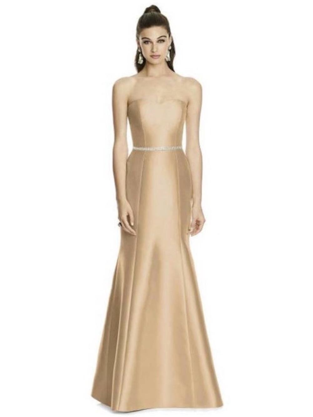 Strapless Satin Evening Gown in Golden